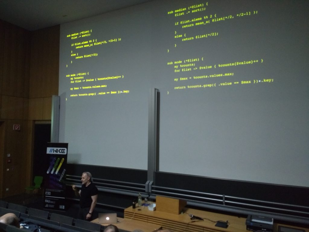 Damian Conway presenting code