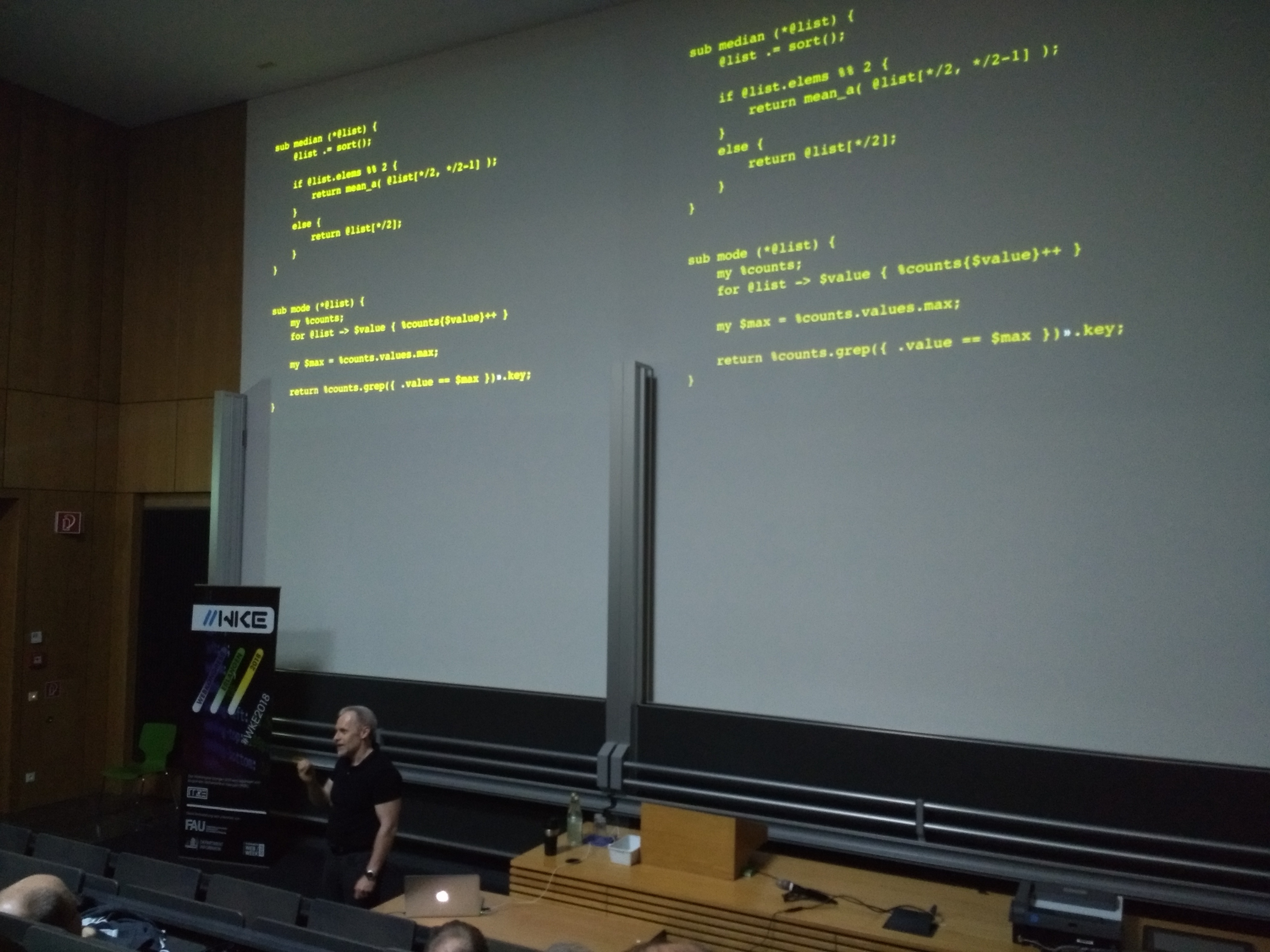Damian Conway presenting code